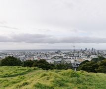 The view of Auckland central from Mt Eden.
